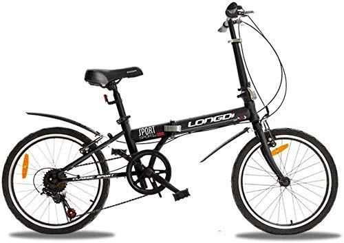 Folding Bike : Foldable Men And Women Folding Bicycle - Variable Speed Folding Bicycle 20 Inch Adult Student Small Wheel Folding Car Ultra Light Portable Gift Bicycle, White (Color : Black)