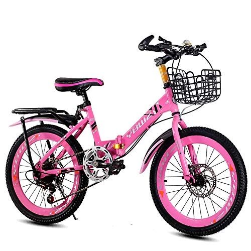 Folding Bike : Foldable Men's, and Women's Folding Bike, Children's Bicycle Folding Speed Mountain Bike 18 Inch 20 Inch 22 Inch 6-14 Years Old Men's and Ladies Bicycle Pinkshifting 18inches