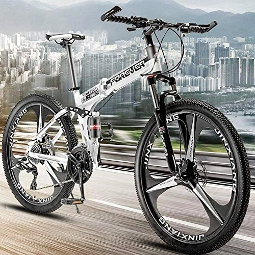 Folding Bike : Foldable Mountain Bike 8 Seconds Fast Folding MTB Bicycle 26 Inches 21 Speed Steel Frame Dual Disc Brake Folding Bike for Off-road Outdoor City Cycling Travel-26Inch_D