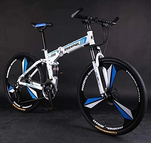 Folding Bike : Foldable Mountain Bike, Double Disc Brake Adult Bikes, Beach Snowmobile Bicycle, Upgrade High-Carbon Steel Frame, 24 Inch Wheels