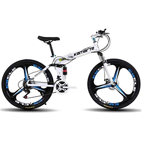 Folding Bike : Foldable MountainBike, MTB Bicycle With 3 Cutter Wheel, 8 Seconds Fast Folding Mens Women Adult All Terrain Mountain Bike, Maximum Load 180kg, 004 27stage Shift, 26 inches