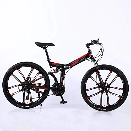 Folding Bike : Foldable MountainBike, MTB Bicycle With 3 Cutter Wheel, 8 Seconds Fast Folding Mens Women Adult All Terrain Mountain Bike, Maximum Load 180kg, 010 24stage Shift, 26 inches