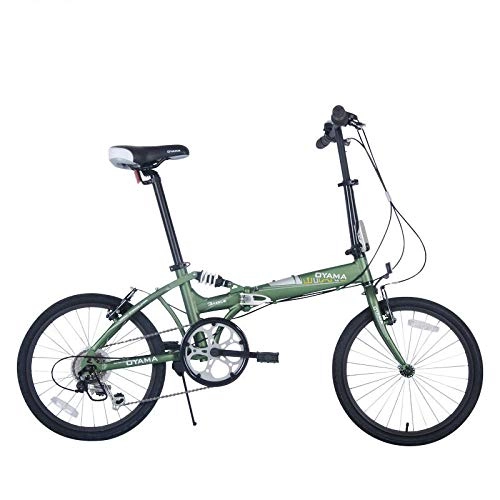 Folding Bike : Folding Adult Bicycle 20 Inch 21 Tooth Carbon Steel Double Disc Brake Student Male and Female Universal-Green_20 Inch(145cm-185cm)