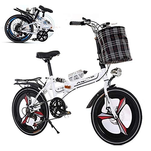 Folding Bike : Folding Adult Bicycle, 26-inch 6-speed Bicycle, Front and Rear Double Disc Brake Integrated Wheel Shock Absorption Commuter Car