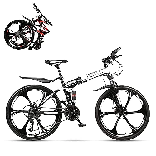 Folding Bike : Folding Adult Bike, 24 Inch Dual Shock Absorption Off-Road Racing, 21 / 24 / 27 / 30 Speed Optional, Lockable U-Shaped Front Fork, 4 Colors, Including Gifts