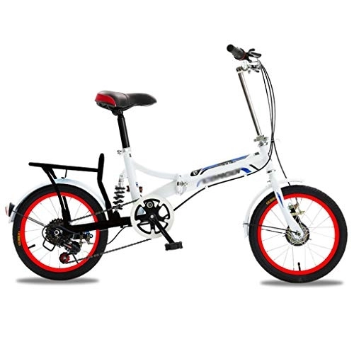 Folding Bike : Folding Aluminum Alloy Bicycle Front And Rear Dual Disc Brakes Ultra Light Portable Adult Men And Women Small Variable Speed Small Wheels 16 Inch Bicycle Student Bicycle (Color : RED)