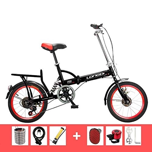 Folding Bike : Folding Bicycle 16 Inch Adult Men And Women Ultralight Portable Children Students Shock Absorption Speed Bicycle