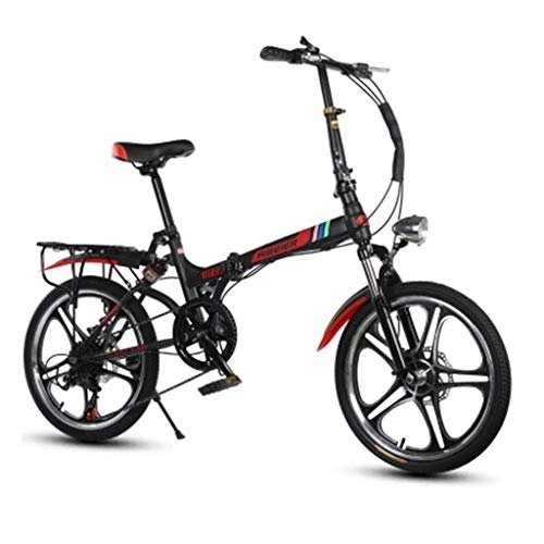Folding Bike : Folding Bicycle 20 Inch Double Shock One Round Male And Female Students Adult Ultra Light Mountain Bike (Color : WHITE, Size : 155 * 30 * 95CM)