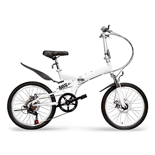Folding Bike : Folding Bicycle, 20-inch Portable Comfortable Bicycle For Adult Students, Light City Bicycles For Men And Women, Double Shock Absorbers And Double Disc Brakes
