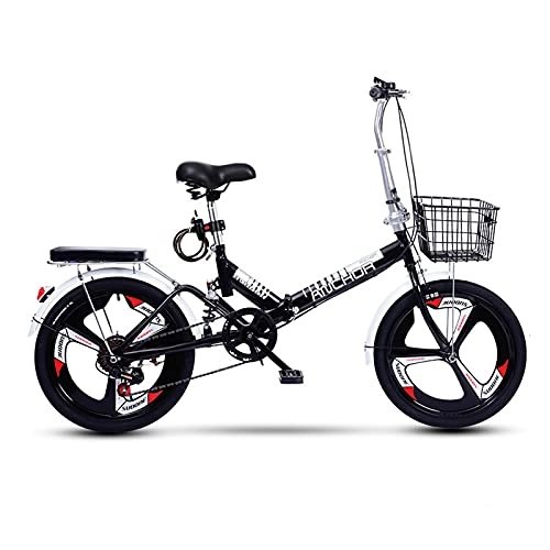 Folding Bike : Folding Bicycle 20 Inch Portable Ultra-Light Small Variable Speed Bikes With Basket For Women-Men (Color : Black, Size : 20 inch)
