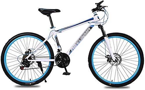 Folding Bike : Folding bicycle adult 26 inch 21 speed shock absorption double disc brake student bicycle assault bicycle mountain bike-Blue_26inch