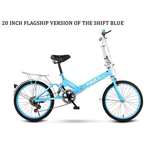 Folding Bike : Folding bicycle Compact City Bike students Bicycle Lightweight Bike Shopper Bicycle lovely bike adult Single Variable speed bicycle (Color : Blue, Size : Variable speed)