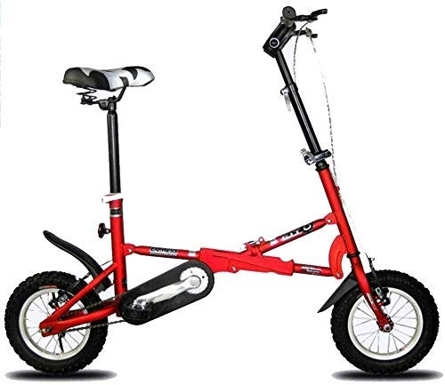 Folding Bike : Folding Bicycle-Folding Car 12 Inch V Brake Speed Bicycle Male And Female Children Bicycle Mini Folding Bicycle Metro Bus Portable Bicycle, Red (Color : Red)