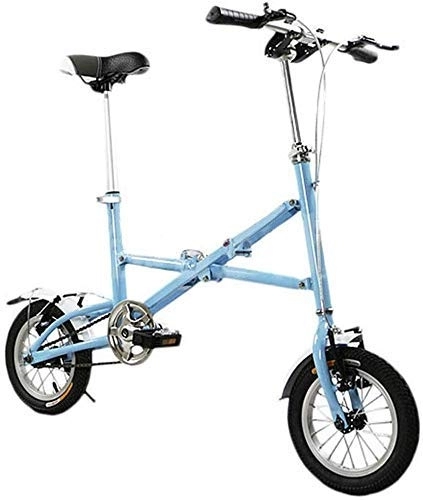 Folding Bike : Folding Bicycle-Folding Car 12 Inch V Brake Speed Bicycle Male And Female Children Bicycle Student Bicycle, White (Color : Blue)