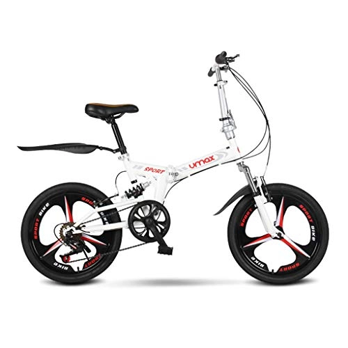 Folding Bike : Folding Bicycle for Adult Mountain Bike 20 Inch Portable Bicycle Shock-absorbing Male And Female Students Bicycle City Bicycle Road Bike ( Size : One machine wheel black )