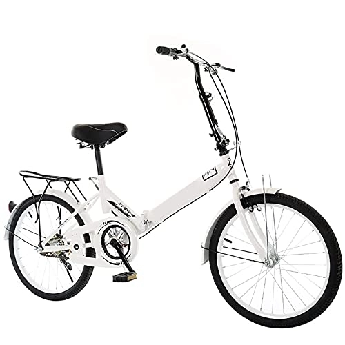 Folding Bike : Folding Bicycle, Mini Portable Commuter Bike 20-Inch Male And Female Adult Primary And Secondary School Students, Children, Big Children's Bicycles, White