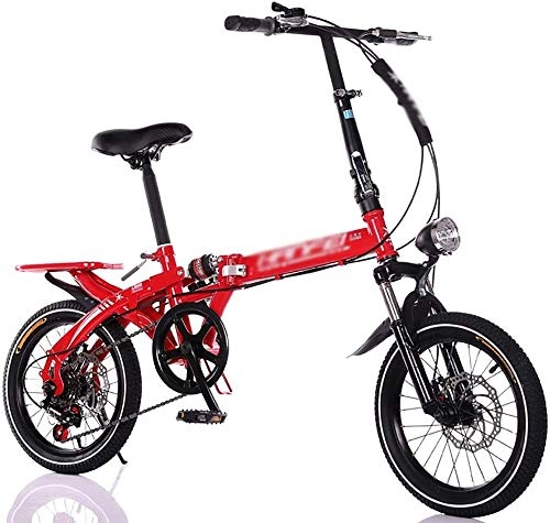 Folding Bike : Folding Bicycle Urban Folding Outroad Bike Foldable Mountain Bikes Mini Folding Bike Streamline Frame 16 Men Women Foldable Bicycle-red