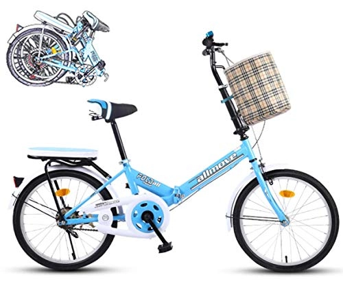 Folding Bike : Folding Bicycle Women'S Light Work Adult Adult Ultra Light Single Speed Portable Adult 16 / 20 Inch Small Student Male Bicycle Folding Bicycle Bike (Color : 20in, Size : Bule)
