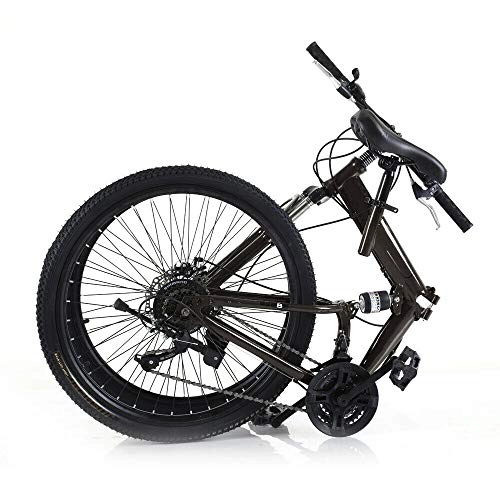 Folding Bike : Folding Bike, 26 Inch MTB 21 Speed Full Suspension Mountain Bikes Disc Brakes Bicycle Adult Bike, Camping bike, Load Weight 150 kg, Adjustable Seat Height
