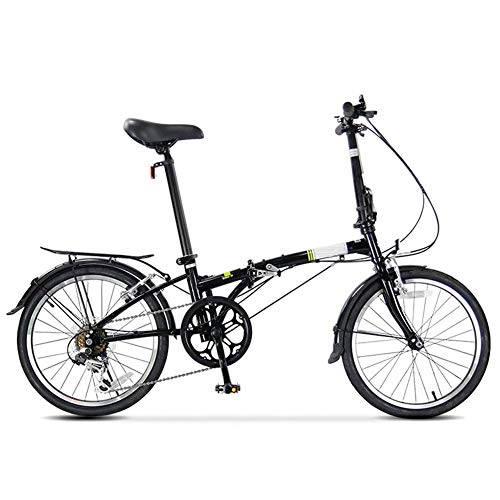 Folding Bike : Folding Bike, 6 Speed Gears Adjustable Foldable Compact Bicycle Lightweight Alloy Folding City Bike for Adults Men And Women Student Childs, Black