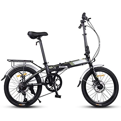 Folding Bike : Folding Bike, Adults Women Light Weight Foldable Bicycle, 20 Inch 7 Speed Mini Bikes, Reinforced Frame Commuter Bike, Aluminum Frame, Orange FDWFN (Color : Black)
