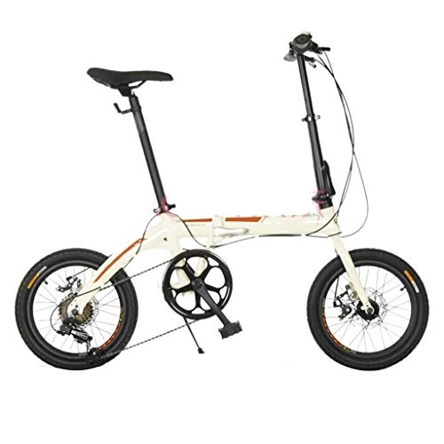 Folding Bike : Folding Bike Commuter, 16 in 7 Speed Folding Bike City Aluminum, Disc Brake, Mini Compact Bike Bicycle Urban Commuters for Adult Teens