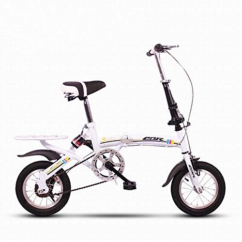 Folding Bike : Folding Bike Deluxe Bicycles 12 Inches Mini Small Portable Ultralight Damping Does Not Occupy Space (Color : White)
