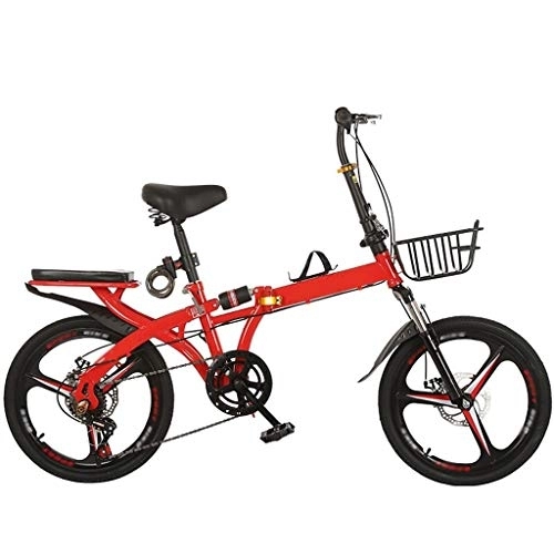 Folding Bike : Folding bike Folding Bicycle Shock Absorption Optional Variable Speed Male And Female Young Students Lightweight Double Disc Brake Leisure Pedal Bicycle 20 Inch Top With + Speed Change + Double Shock