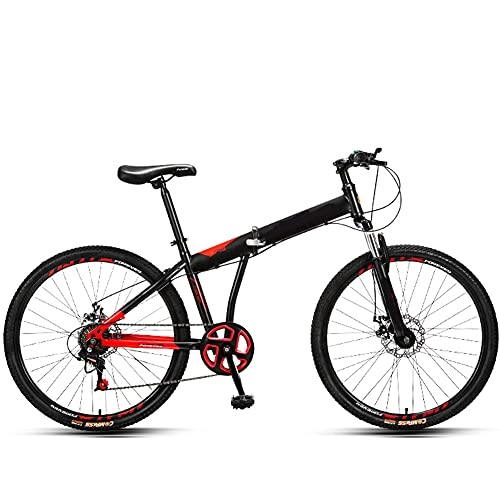 Folding Bike : Folding Bike for Adults, 24 26-Inch 7-Speed Mountain Bike High Carbon Steel Aluminium Alloy Outdoor Bicycle for Daily Use Trip Long Journey / C / 24inch