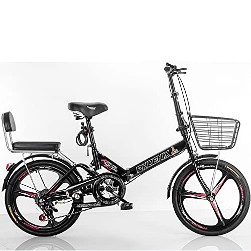 Folding Bike : Folding Bike for Adults, Adult Mountain Bike, 16 20-Inch Wheels, Mens / Womens Alloy Frame, Disc Brakes, Multiple Colours / Black / 20inch