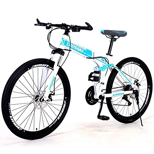 Folding Bike : Folding Bike for Adults, Adult Mountain Bike, High-Carbon Steel Frame Dual Full Suspension Dual Disc Brake, Outdoor Bicycle for Daily Use Trip Long Journey Bicycle / E / 21speed