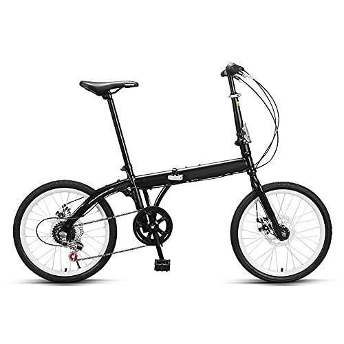 Folding Bike : Folding Bike for Adults, Lightweight Mountain Bikes Bicycles Strong Alloy Frame with Disc Brake, 20 inches Suitable for 140-180cm / Black / 6 Speed / 20inch