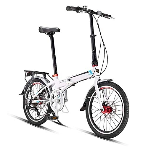 Folding Bike : Folding Bike, for Adults Student Outdoor Activities Adjustable Lightweight with Anti-Skid And Wear-Resistant Tire Foldable Compact Bicycle, White