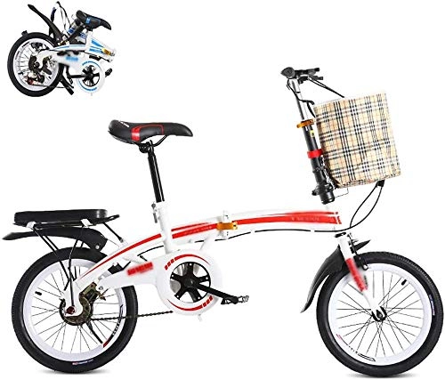 Folding Bike : Folding Bike Men Women Foldable Bicycle 20inch Lightweight Mini Folding Bike with V Brake City Folding Compact Bike Bicycle Urban Commuter Adult-red