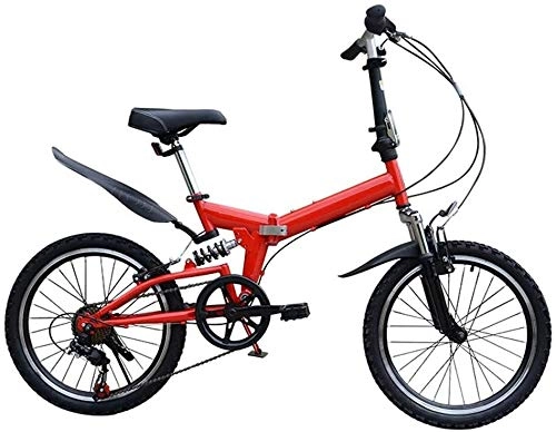 Folding Bike : Folding Bike Mountain Bicycle Cruiser 20 Inch Adult Student Outdoors Sport Cycling 6 Speed Ultra-light Portable Foldable Bike for Men Women Lightweight Folding Casual Damping Bicycle ( Color : Red )