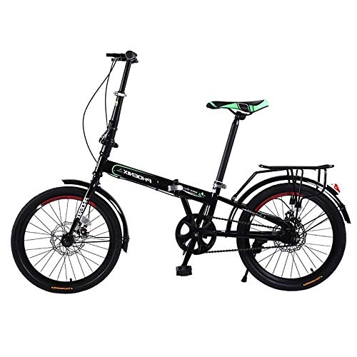 Folding Bike : Folding City Bicycle Suitable for Height 140-180 cm Student Mini Foldable Bike Variable Speed Unisex Adult Folding Bike Quick Loading, Black