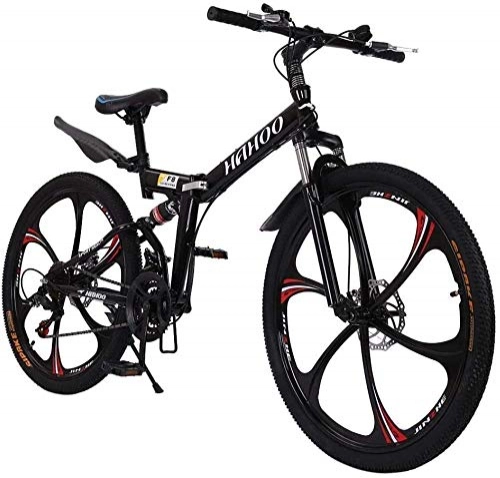 Folding Bike : Folding Mountain Bicycle Trail Bike MTB Bike - 26 Inch Mountain Bike with 21 Speed Dual Disc Brakes Full Suspension Non-Slip