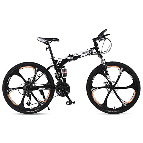 Folding Bike : Folding Mountain Bike 21 / 24 / 27 Speed Steel Frame 24 Inches 3-Spoke Wheels Suspension Folding Bike, 1, 27speed