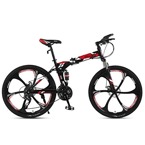 Folding Bike : Folding Mountain Bike 21 / 24 / 27 Speed Steel Frame 24 Inches 3-Spoke Wheels Suspension Folding Bike, 3, 27speed