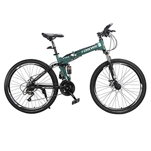 Folding Bike : Folding Mountain Bike, 24 Speed Gear City Bike Commuter Bike, 26" 3-Spoke Wheels Dual Suspension Bicycles, 3, 24Speed