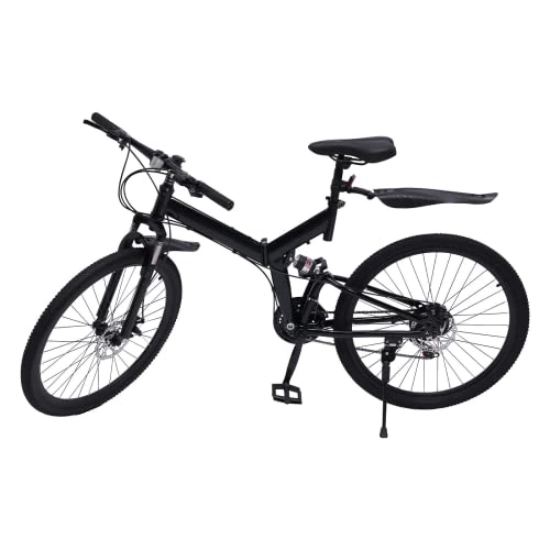 Folding Bike : Folding Mountain Bike 26'' Wheels Unisex Adult Folding Bike Disc Brake 21 Speed Mountain Bicycle