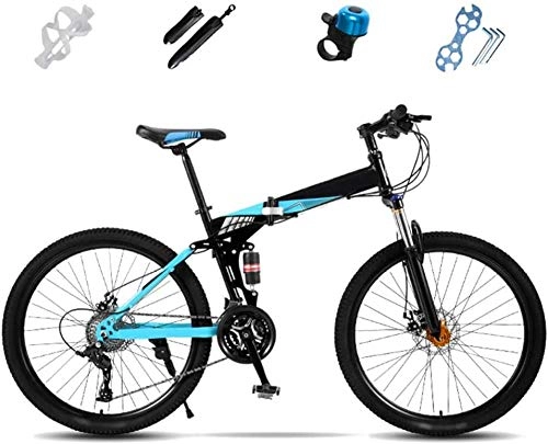 Folding Bike : Folding Mountain Bike 27-speed Full Suspension Bike 24 Inch Off-Road Mountain Bike Unisex Foldable Commuter Bike Double Disc Brake-C