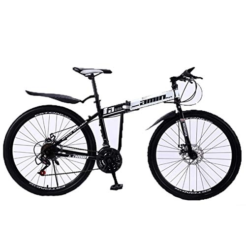 Folding Bike : Folding Mountain Bike 30 Speed Steel Frame 26 Inches 3-Spoke Wheels Dual Suspension Folding Bike, 6, 27speeds