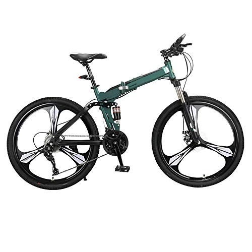 Folding Bike : Folding Mountain Bike, Male Adult Portable Off Road Student Portable Variable Speed Double Shock Absorbing Bicycle 26inch 27speed