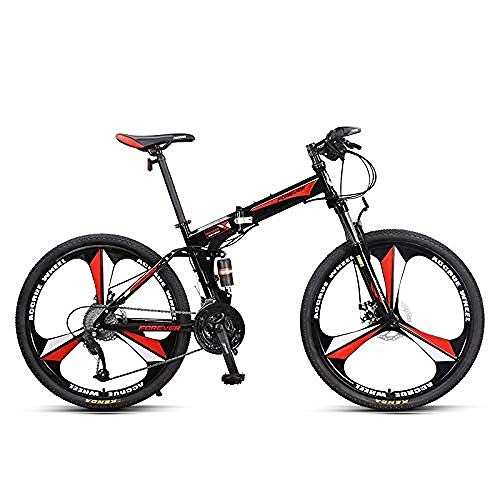 Folding Bike : Folding Mountain Bike Women and Men Folding Dual Suspension Universal Wayfarer 27 Speed Shock-Absorbing 26 Inch Folding City Bicycle B