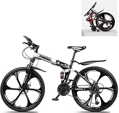 Folding Bike : Folding Mountain Bikes 24 Inch 21 / 24 / 27 / 30 Speed Variable All Terrain Quick Foldable Adult Mountain Off-Road Bicycle High Carbon Steel Frame Double Shock Absorption (Color : C, Size : 24 Speed)