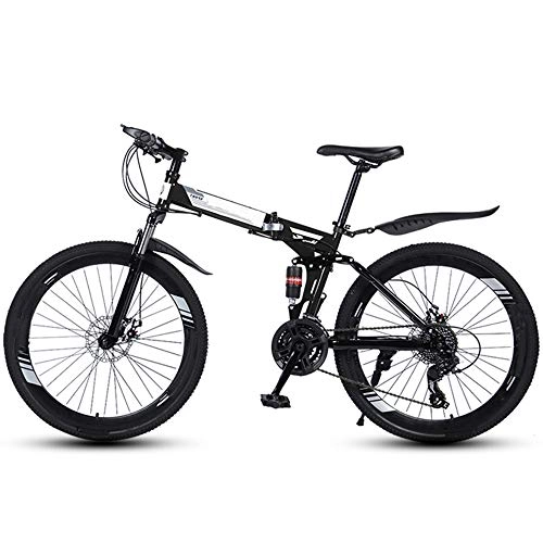 Folding Bike : Folding Mountain Bikes 26 Inch 40 Cutter Wheels Men Women General Purpose All Terrain Adult Quick Foldable Bicycle High Carbon Steel Frame Variable Speed Double Shock Absorption, Black, 27 Speed