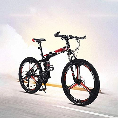 Folding Bike : Folding Outdoor Bikes Full Suspension MTB Folding Bike Foldable Mountain Bike Folded in 15 Seconds 24in City Mini Folding Bike 21-Speed-blue