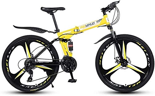 Folding Bike : Folding Outroad Bicycles Adult Mountain Bikes Folded Within Men and Women Folding Bike 27-Speed 26-inch Wheels Outdoor Bicycle-yellow