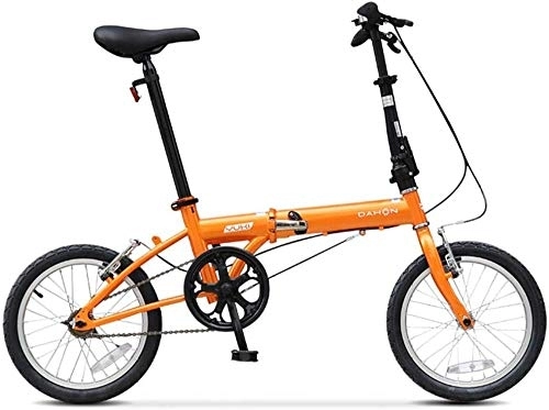 Folding Bike : GJZM 16 Mini Folding Bikes Adults Men Women Students Light Weight Folding Bike High-carbon Steel Reinforced Frame Commuter Bicycle Blue-Orange